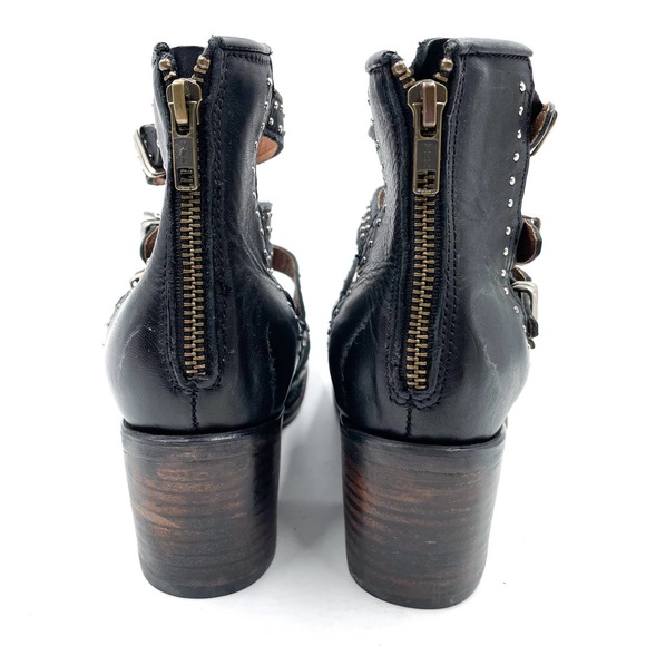 SOLD- Freebird Felicity Strappy Bootie Black Studded Buckle Leather Sz 9 - Picture 8 of 12